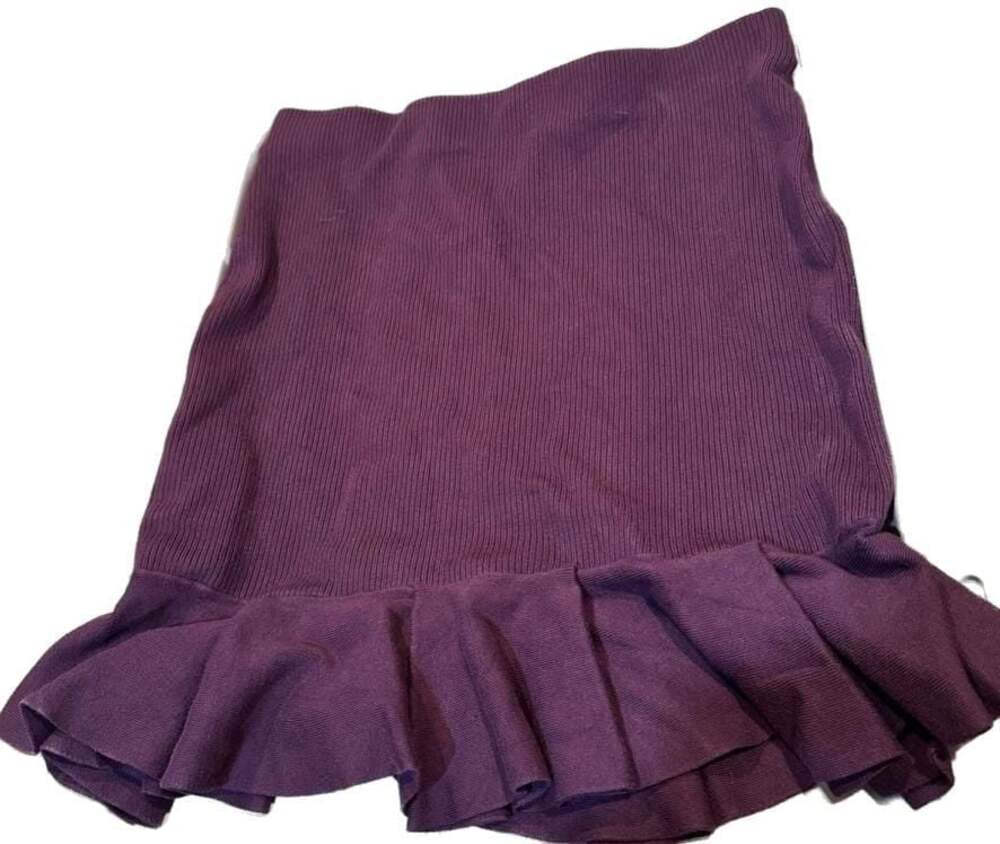 Express High Waisted Ribbed Body Contour Ruffle Sweater Skirt